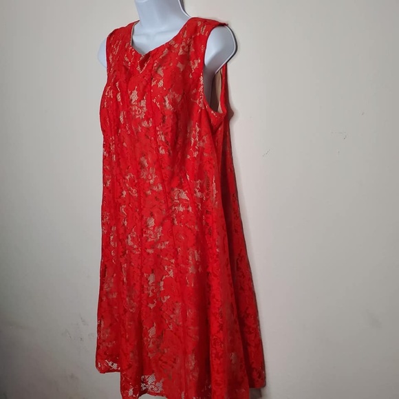Dress Barn Dresses Red Lace Dress Size 14 Poshmark
